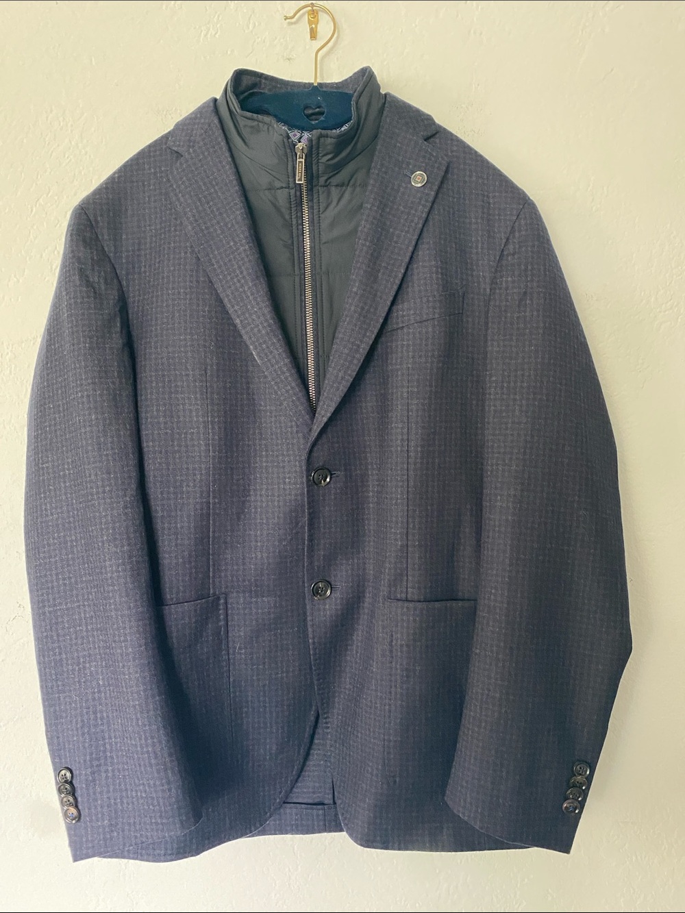 Ted Baker Endurance Men's Dark Navy Two-Button Blazer with Zip-In Insert